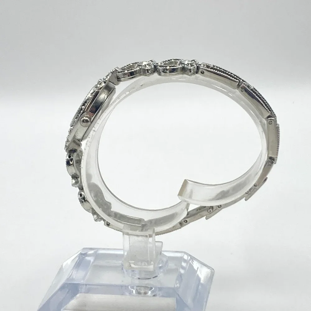 Lexington Women's Marcasite Watch 21mm Silver Tone MOP Dial New Battery 6.75